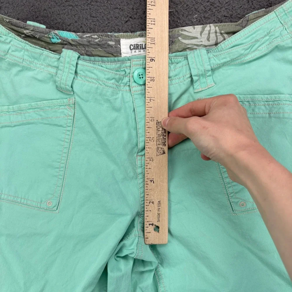 Cariloha Bamboo Mens Mint Green Cargo Shorts Size 32‎ Tropical Waistband Trim